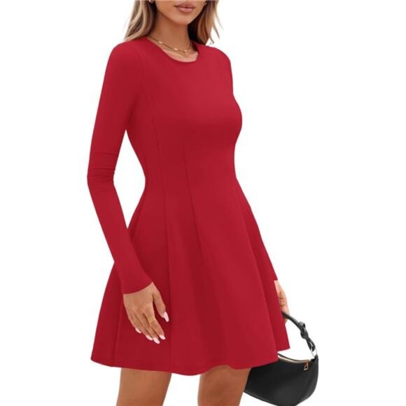Long Sleeve Mini Dress Red - Picture 4 of 7